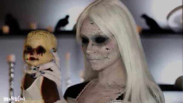 Видео урок по созданию образа фарфоровой куклы на Halloween,