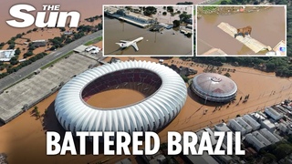 World Cup football stadium under water after ’apocalyptic’ rain swamps Brazil killing at least 100