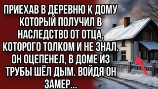Приехав в деревню к дому который получил в наследство Он оцепенел, в доме из трубы шёл дым.