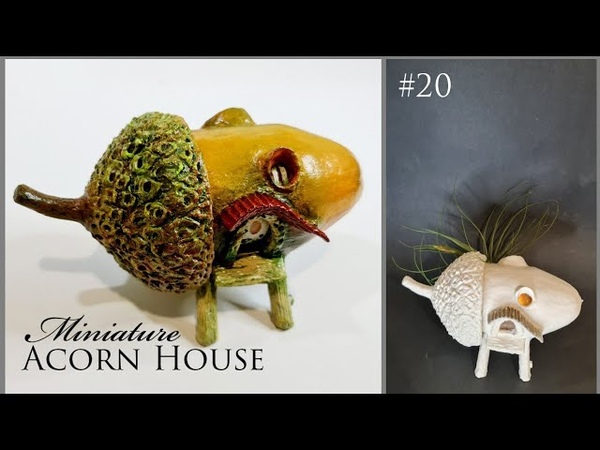 Acorn Fairy House Cardboard, Glass Jar, Air Dry Clay Craft Idea