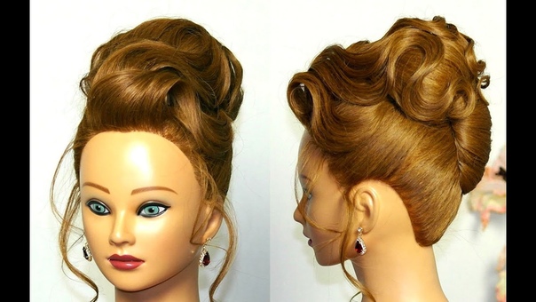 Elegant wedding updo. Hairstyles for long hair. Вечерняя прическа, свадебная