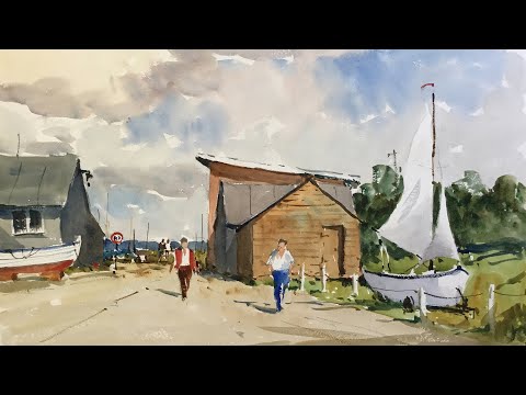 A watercolour demonstration by Andrew Pitt to review Jacksons Raven and rigger