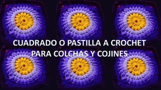 Cuadrado o pastilla a crochet para aplicar en colchas y cojines  en punto garbanzo