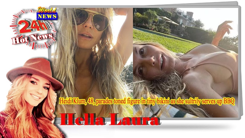 Heidi Klum 48 parades toned figure in tiny bikini as she sultrily serves up