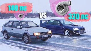 Subaru Legacy VS Mazda 323 GTX Winter Drag