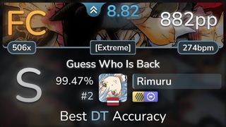 8.8 Rimuru | Koda Kumi - Guess Who Is Back Extreme +HDDT % (#2 882pp FC) - osu!