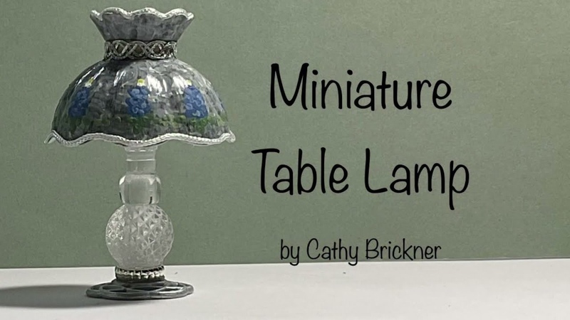 1:12 scale Dollhouse Miniature Table Lamp, DIY, using vintage Tiffany style shade LED