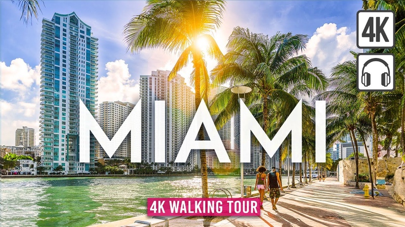 MIAMI, Florida 4 K Walking Tour Captions Immersive Sound 4 K Ultra HD,