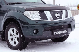 Зимняя заглушка решетки переднего бампера Nissan Navara 2005-2010 ()