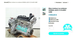 - Bloc moteur nu culasse HONDA JAZZ V 1.5 eHEV LEB8