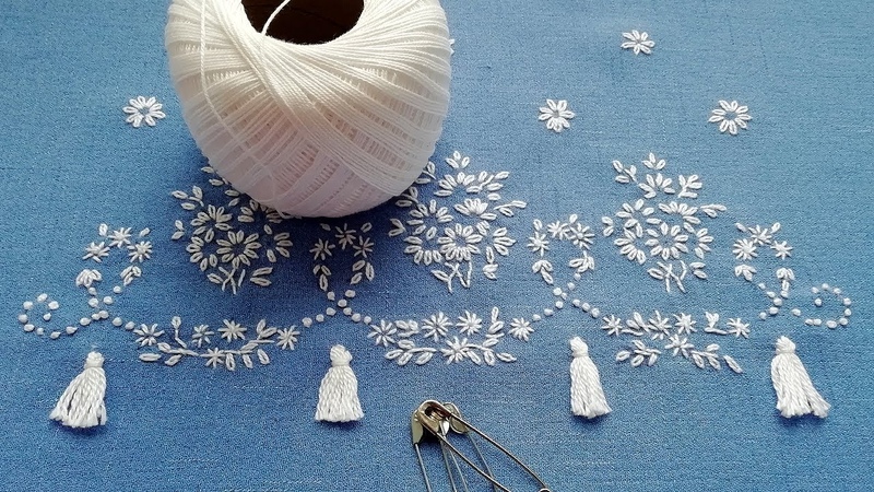 French embroidery border design, Easy Trick with safety pin DAZAK