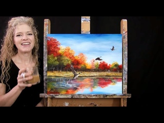 Learn How to Paint &quotGEESE GOING SOUTH" with Acrylic - Paint and Sip - Step by Step Landscape Lesson