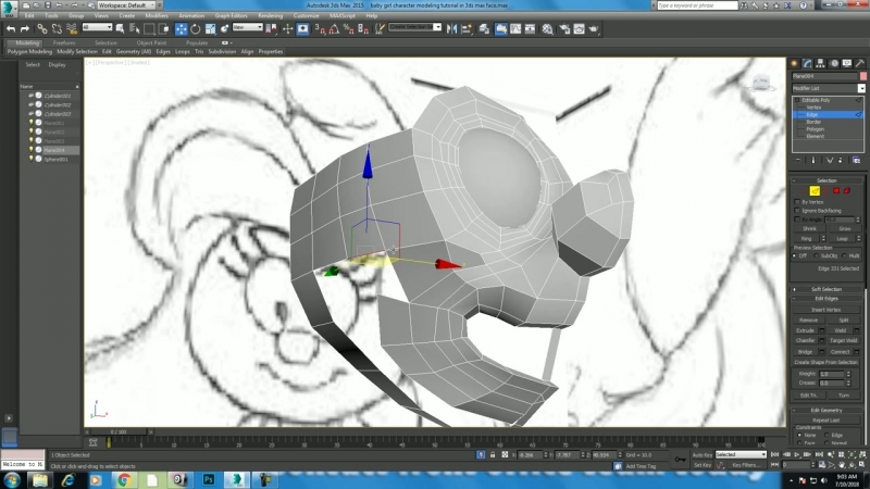 baby girl character modeling tutorial in 3ds max face pt