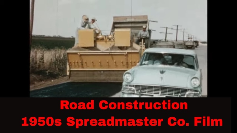 ROAD CONSTRUCTION 1950s FLAHERTY SPREADMASTER PROMO FILM HIGHWAY ROAD BUILDING