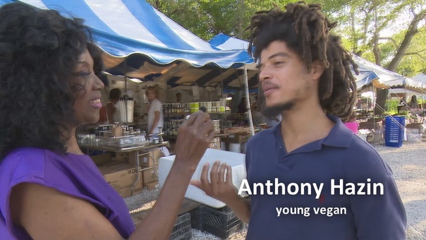 73 Years Young Annette Larkins Visits Organic Market and Talks with Young