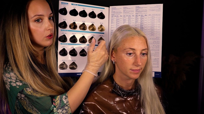 ASMR Hair Colour Consultation, with scalp hair condition exam salon
