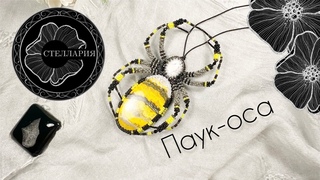 Сплела кулон- Паук-оса. 30 часов работы.