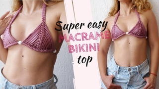 How to make an easy swimsuit bikini bra macrame pattern: macrame bikini top tutorial SUPER EASY