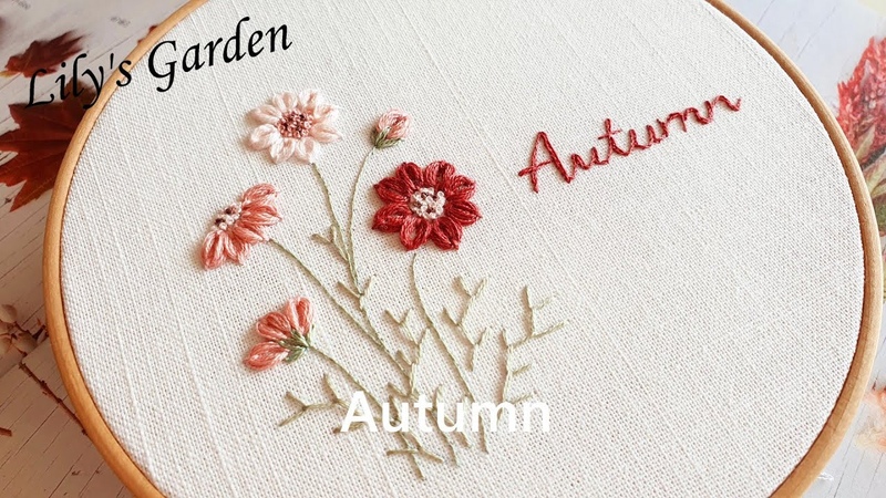 나홀로 프랑스자수 no. 65 가을꽃 수틀액자(autumn) flower embroidery 우븐오벌 스티치,